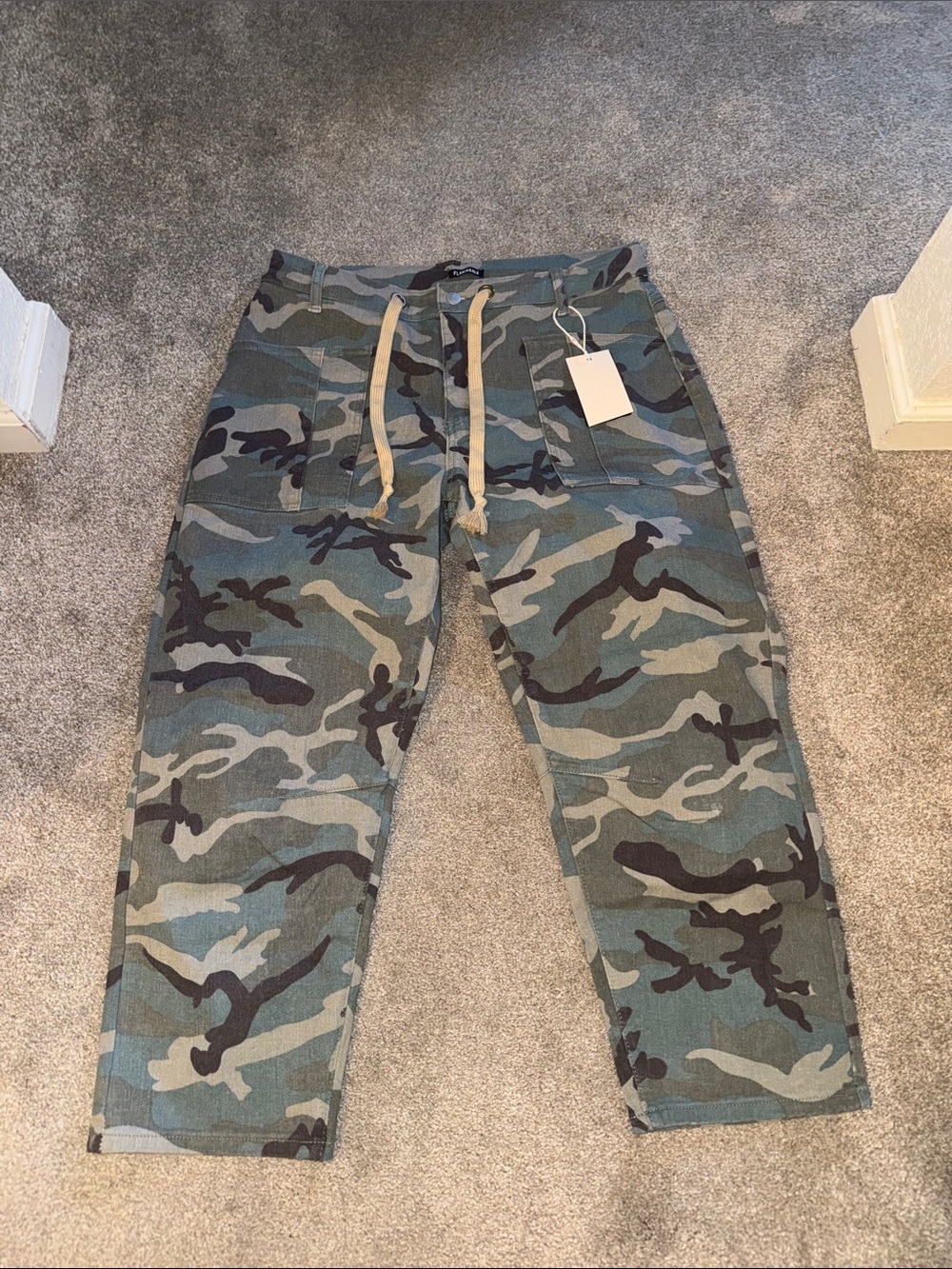 Women's Camo Drawstring Jeans - Green Camouflage